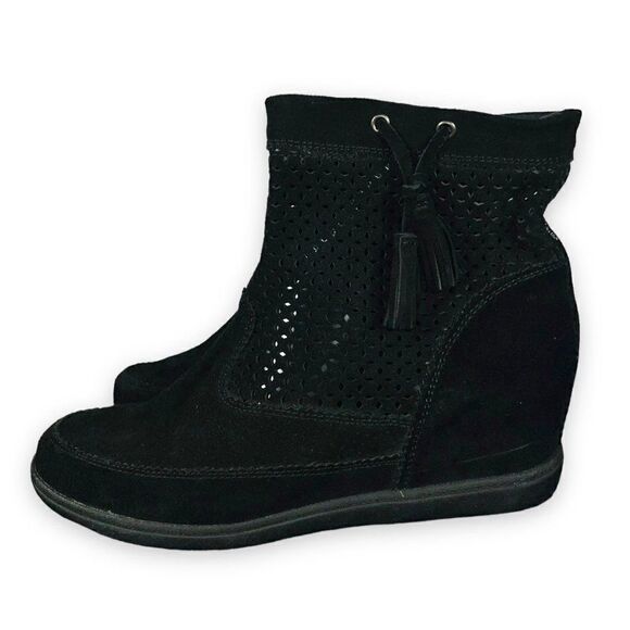 Skechers SKCH+3 Suede Hidden Wedge Boot Sneakers Black Women's 11 - Picture 2 of 11